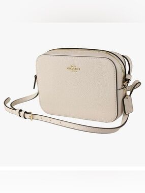 Coach Chalk Pebbled Leather Camera Crossbody with Gold Hardware